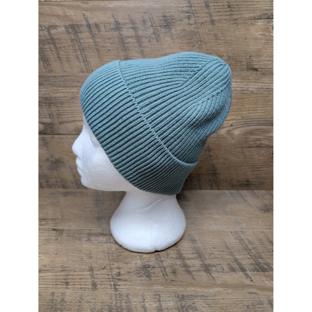 Zara Unisex M Sea Green Cotton Blend Ribbed Cuffed Fall Winter Beanie